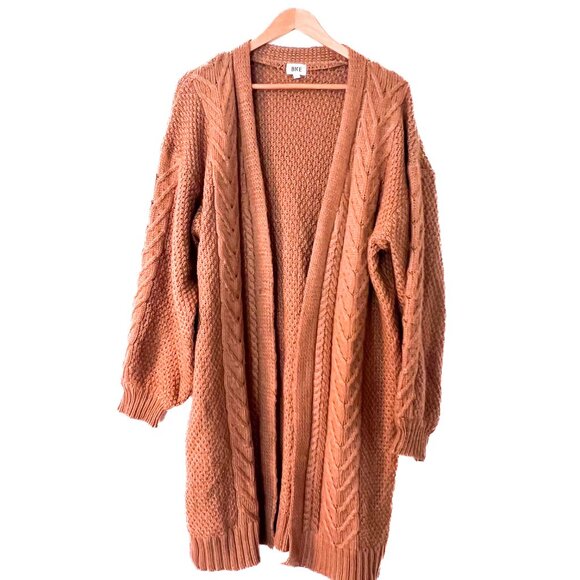 BKE- Buckle- Chunky Knit Cardigan Pecan Cable Knit Long Cardigan Sweater Large - Picture 3 of 11